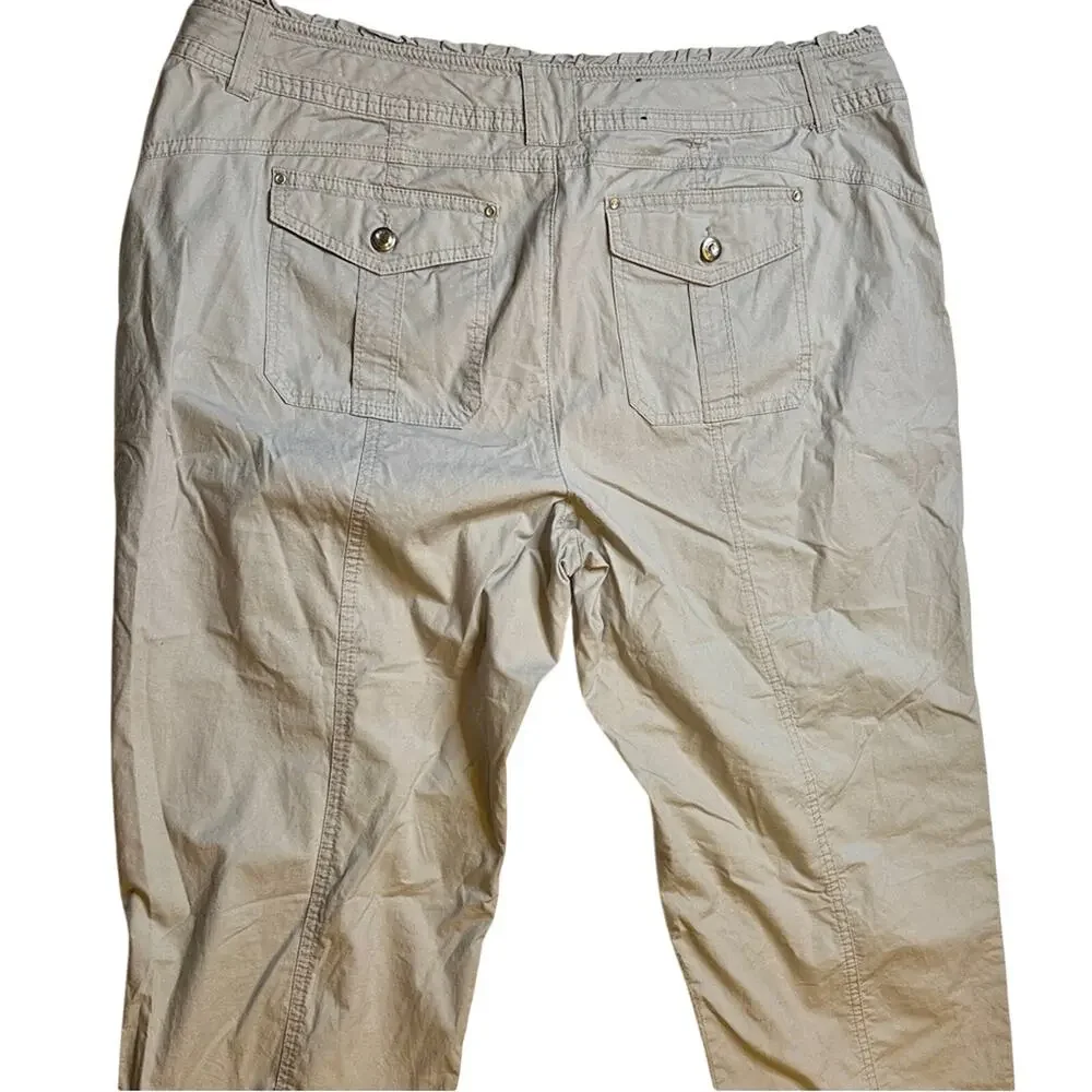 Gray Cargo Capri Pants 14 Coastal Travel Utility Chic Casual - Picture 3 of 9
